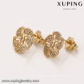 93327 Creative ladies jewelry simple design elegant stylish gemstone pave set golden stud earrings